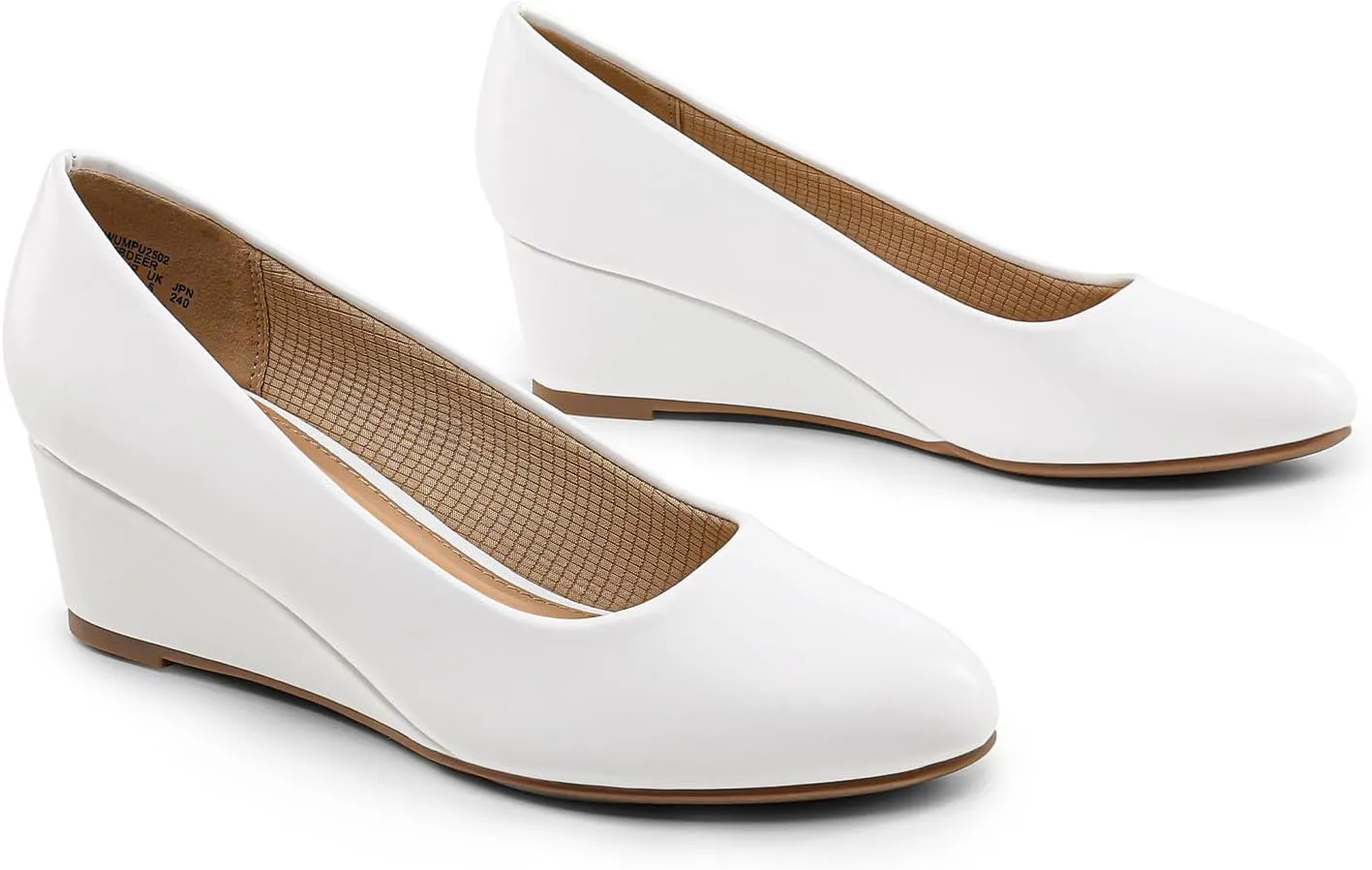 DREAM PAIRS Women's Low Wedges Heels Closed Round Toe Pumps Comfortable Slip On Dress Work Wedding Shoes