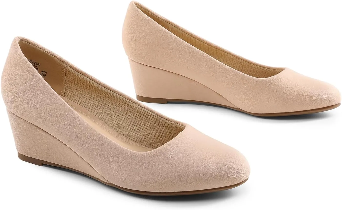DREAM PAIRS Women's Low Wedges Heels Closed Round Toe Pumps Comfortable Slip On Dress Work Wedding Shoes