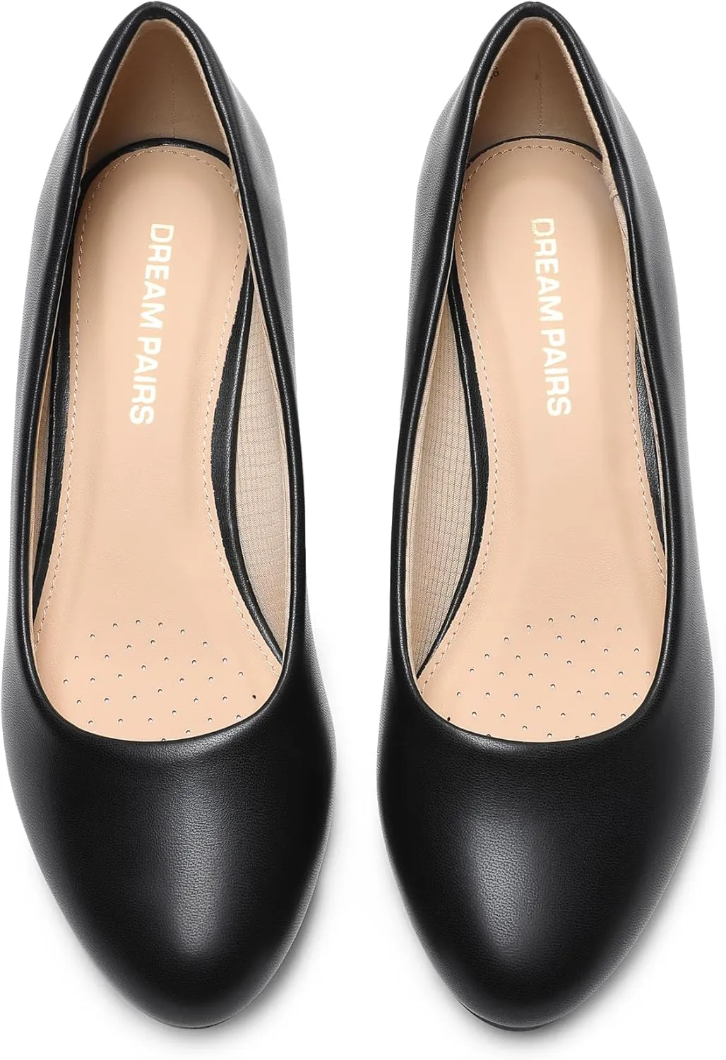 DREAM PAIRS Women's Low Wedges Heels Closed Round Toe Pumps Comfortable Slip On Dress Work Wedding Shoes