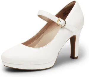 DREAM PAIRS Women's Pumps Close Toe Classic High Heels Round Toe Comfortable Low Platform Mary Jane Dress Shoes