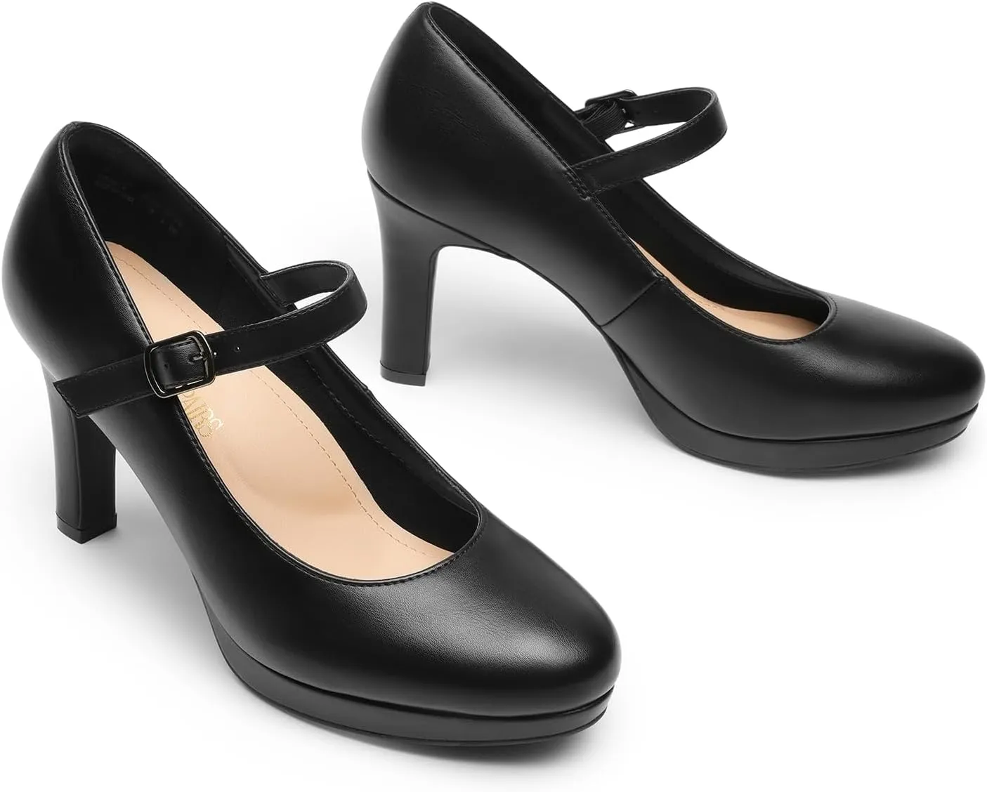 DREAM PAIRS Women's Pumps Close Toe Classic High Heels Round Toe Comfortable Low Platform Mary Jane Dress Shoes