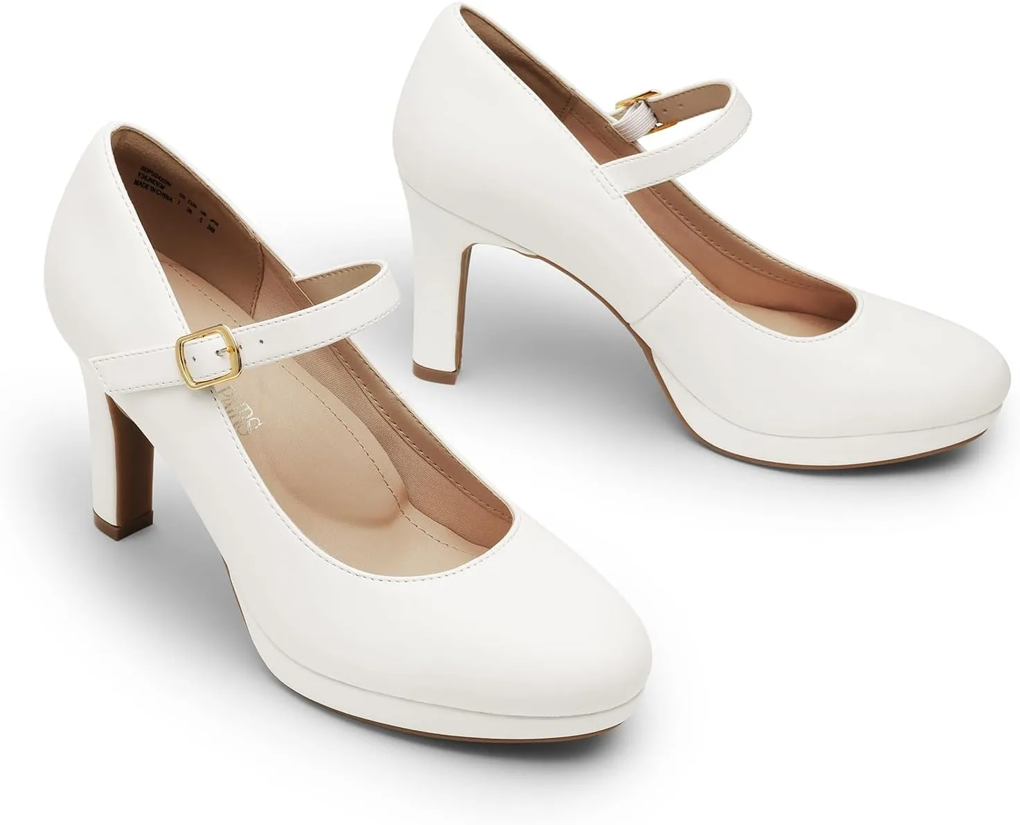 DREAM PAIRS Women's Pumps Close Toe Classic High Heels Round Toe Comfortable Low Platform Mary Jane Dress Shoes