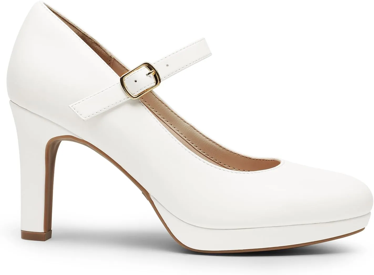 DREAM PAIRS Women's Pumps Close Toe Classic High Heels Round Toe Comfortable Low Platform Mary Jane Dress Shoes