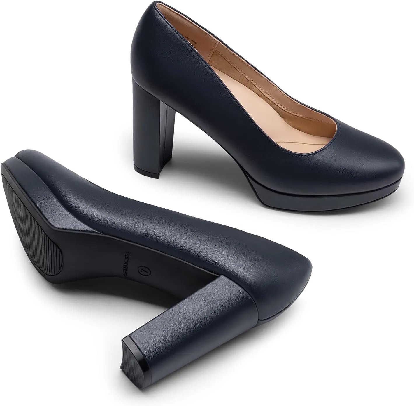 DREAM PAIRS Women's Pumps Closed Round Toe Chunky High Heels Platform Work Comfortable Dress Shoes for Women