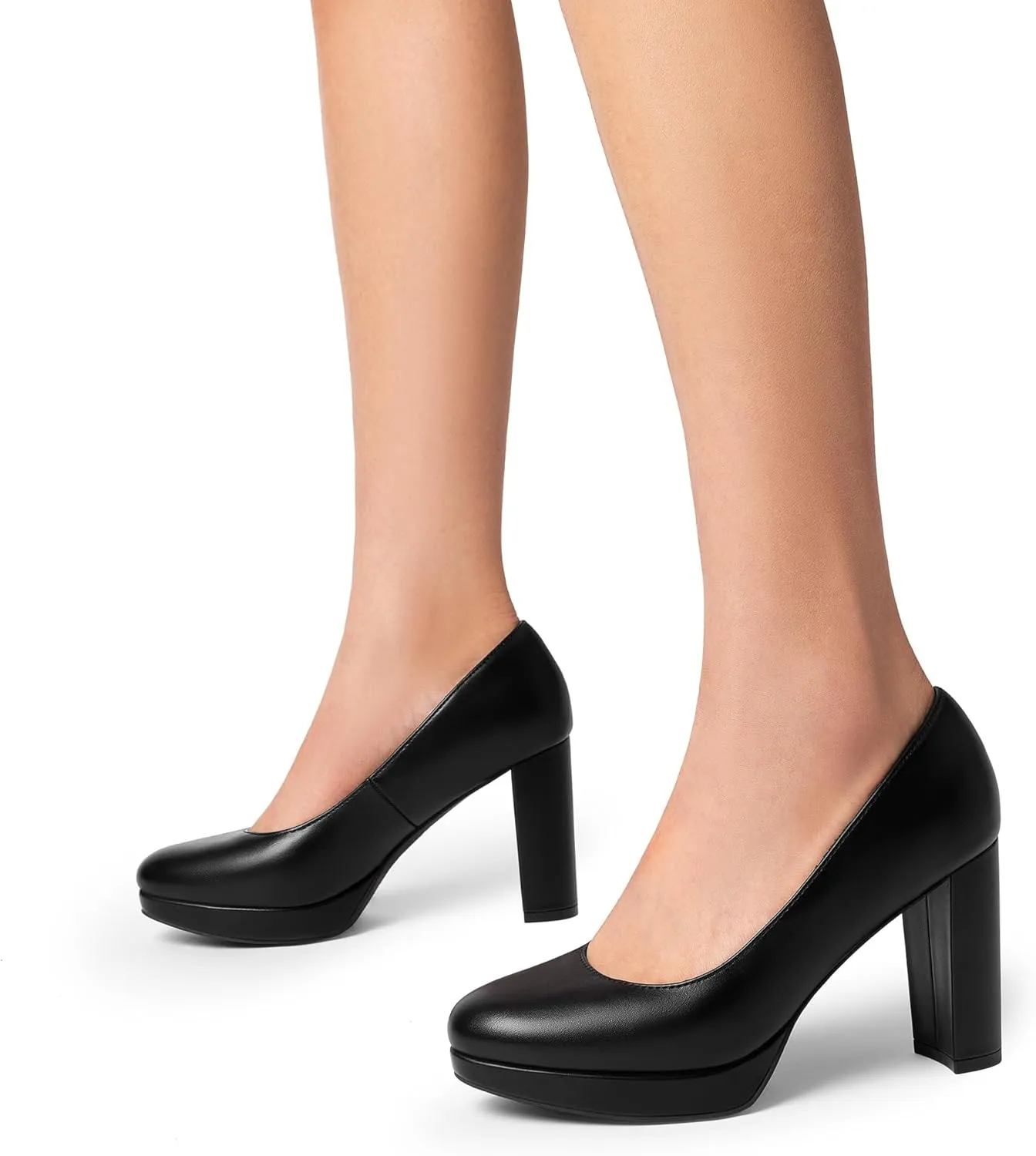 DREAM PAIRS Women's Pumps Closed Round Toe Chunky High Heels Platform Work Comfortable Dress Shoes for Women