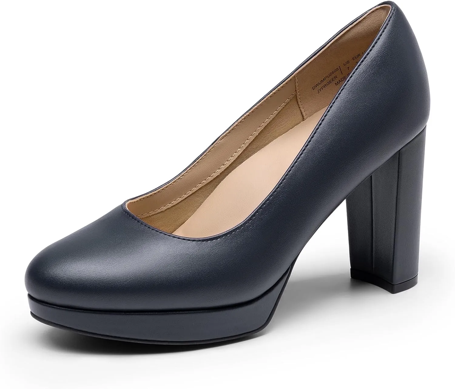 DREAM PAIRS Women's Pumps Closed Round Toe Chunky High Heels Platform Work Comfortable Dress Shoes for Women