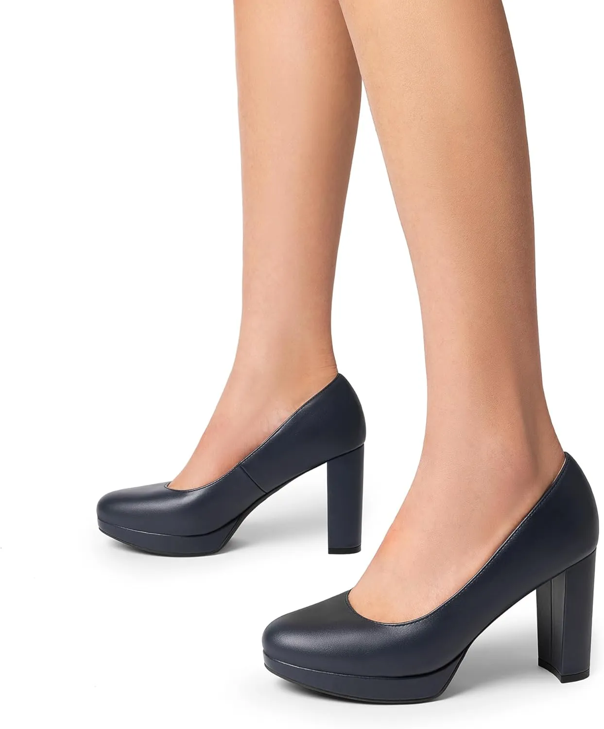 DREAM PAIRS Women's Pumps Closed Round Toe Chunky High Heels Platform Work Comfortable Dress Shoes for Women