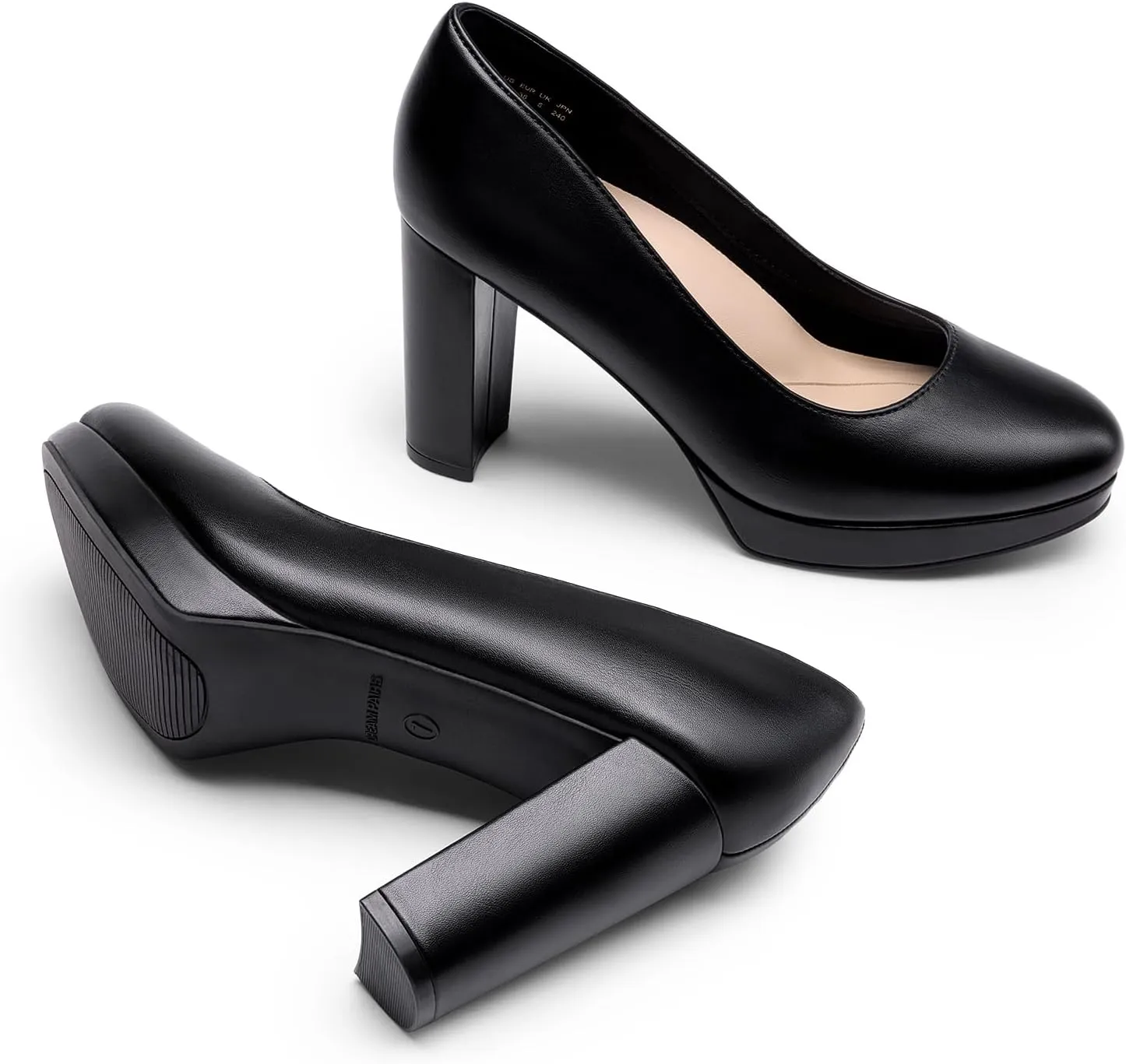 DREAM PAIRS Women's Pumps Closed Round Toe Chunky High Heels Platform Work Comfortable Dress Shoes for Women