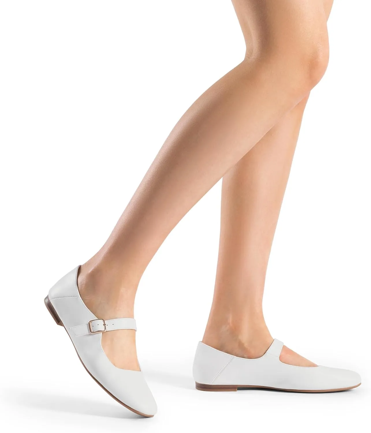 DREAM PAIRS Women's Silver Square Toe Mary Jane Flats: Comfortable Casual Slip On Dress Shoes with Buckle Strap for Women's Daily Wear