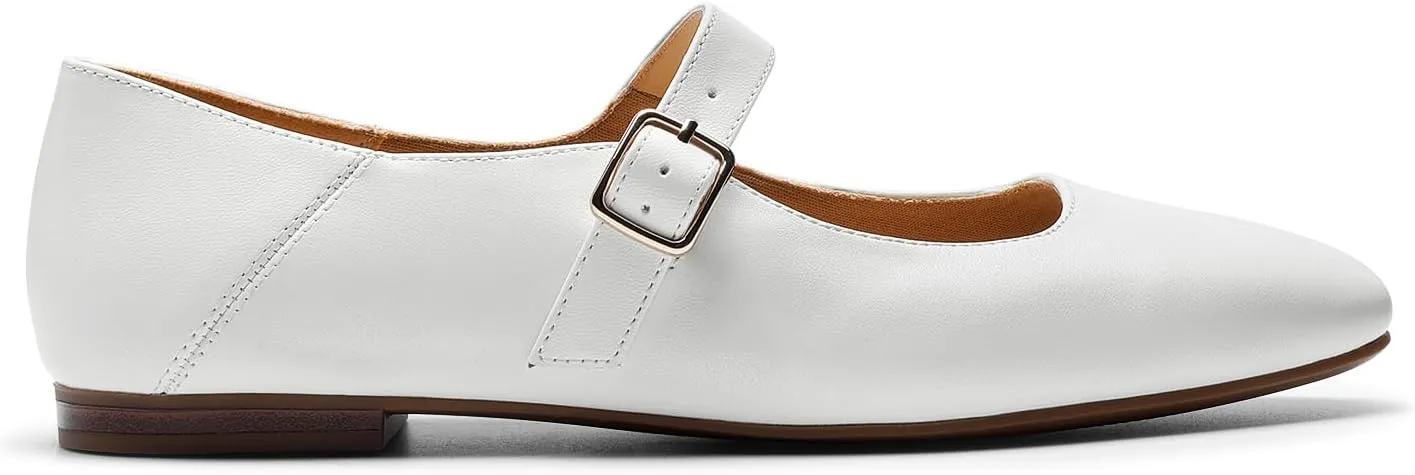 DREAM PAIRS Women's Silver Square Toe Mary Jane Flats: Comfortable Casual Slip On Dress Shoes with Buckle Strap for Women's Daily Wear