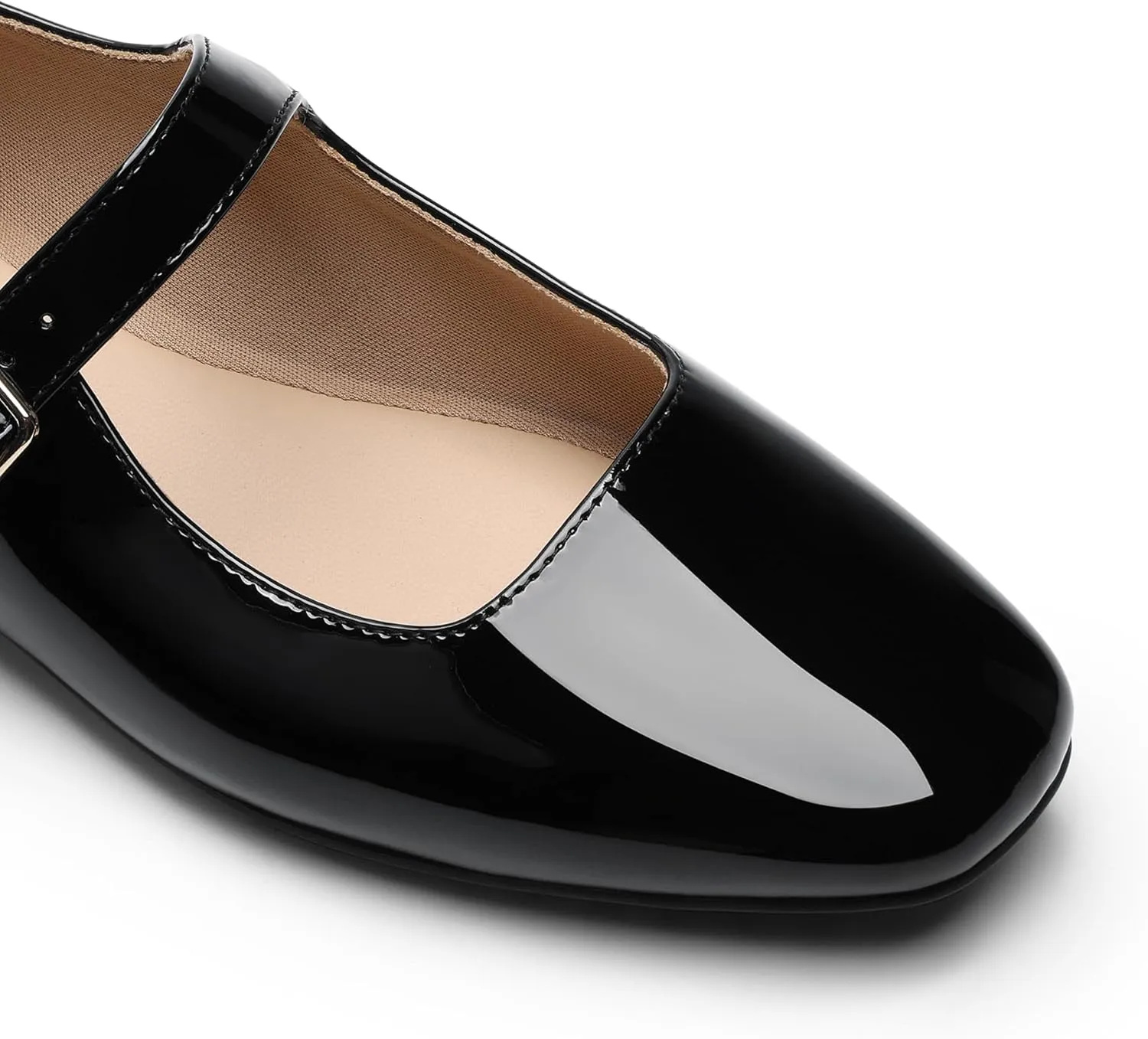 DREAM PAIRS Women's Silver Square Toe Mary Jane Flats: Comfortable Casual Slip On Dress Shoes with Buckle Strap for Women's Daily Wear