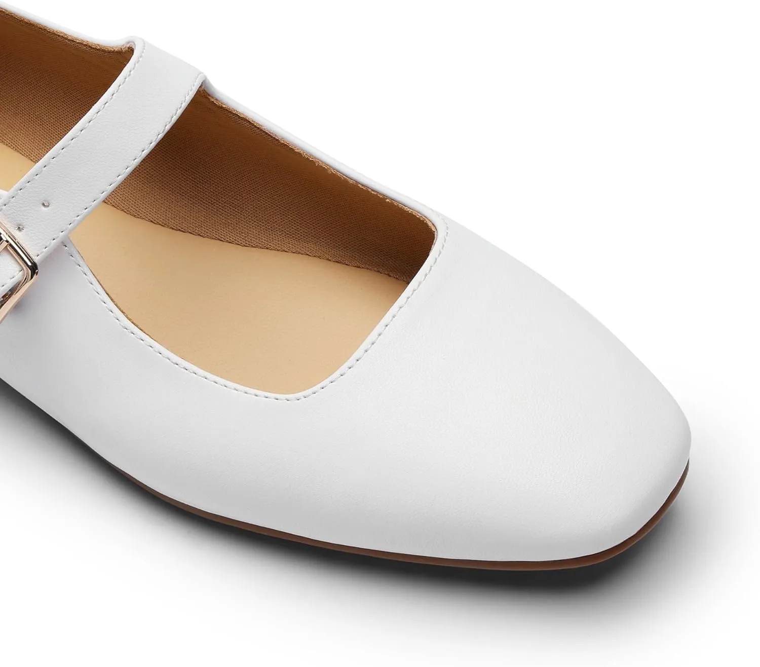 DREAM PAIRS Women's Silver Square Toe Mary Jane Flats: Comfortable Casual Slip On Dress Shoes with Buckle Strap for Women's Daily Wear