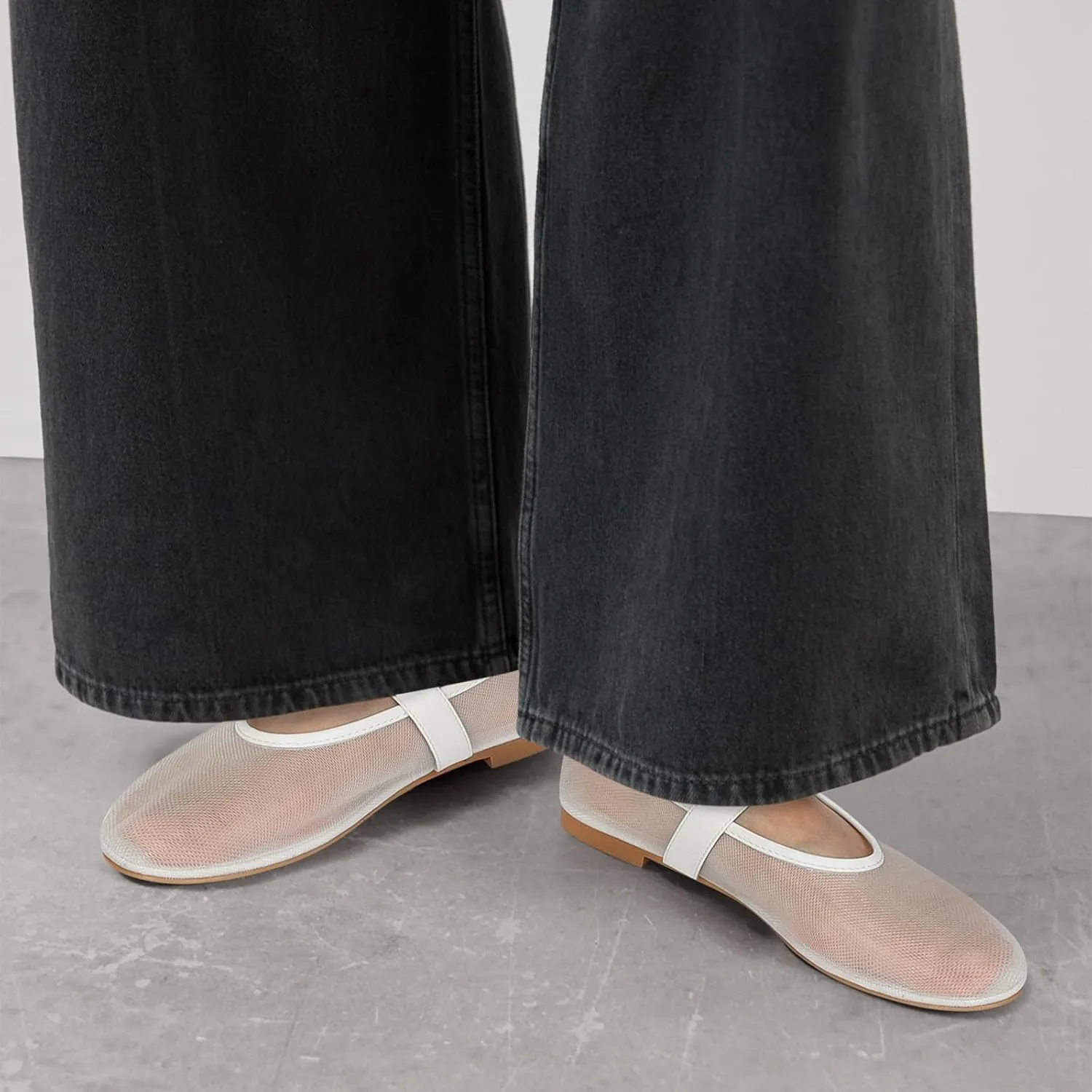 Dsevht Mary Jane Ballet Flats for Women Slip On Round Toe Bling Ballerina Shoes Buckle Strap Casual Dress Shoes