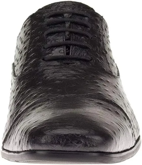 DTI Men's Leather Shoes Oxford Dress Lace-Up Z622-30 Crocodile Print Black