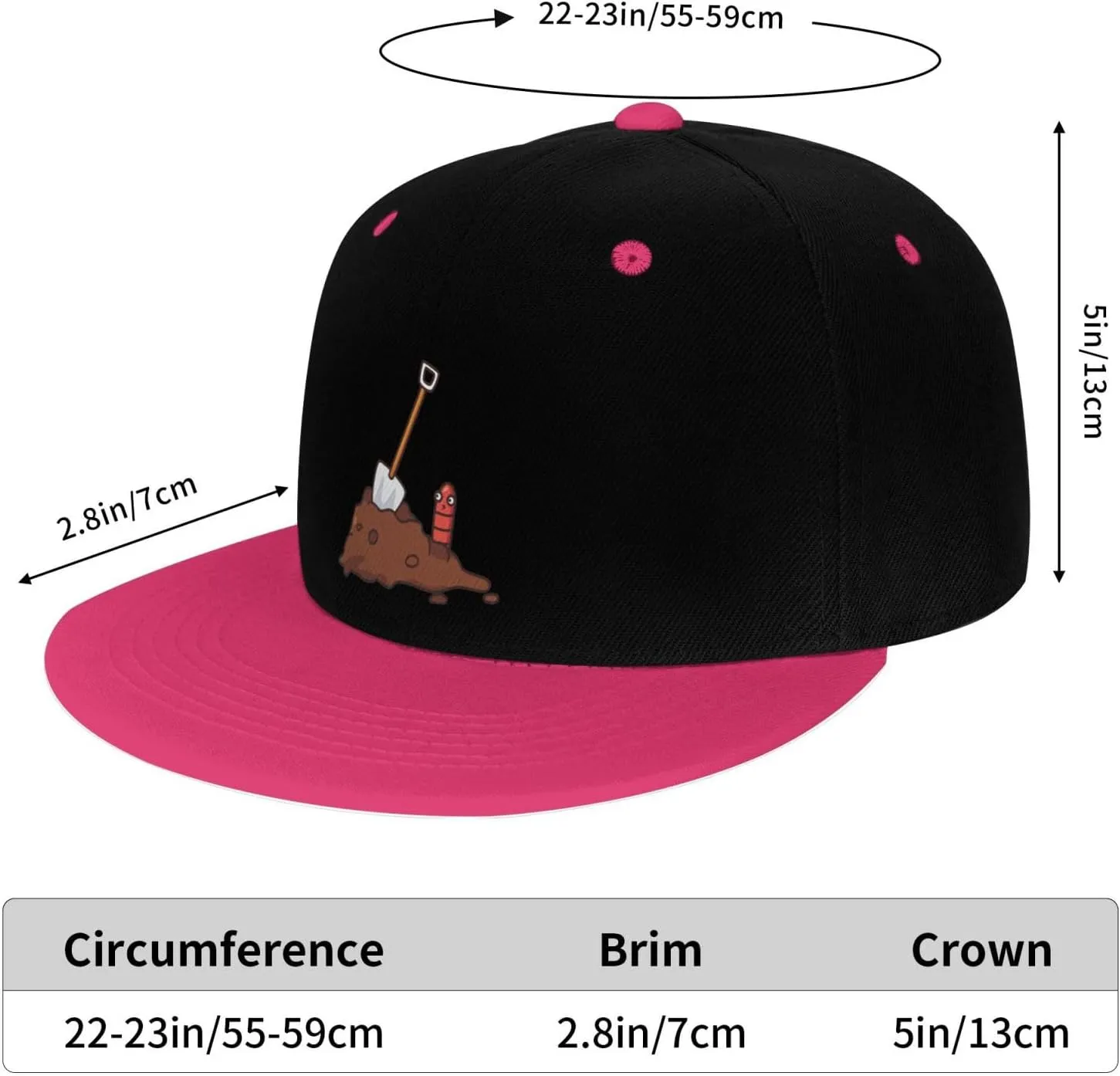 Earthworms and Shovels Snapback Hat for Men Women Baseball Cap Trucker Flat Bill Hats Dad Caps