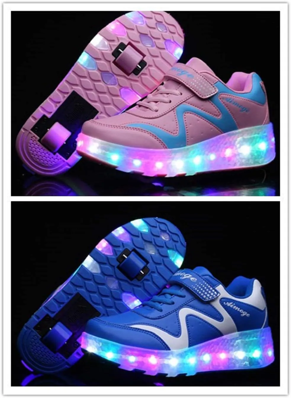 Ehauuo Unisex Roller Shoes Kids Sparkling Wheels Shoes Girls Light up Roller Skates Sneakers Boys Rechargeable Flashing Sneakers for Gift