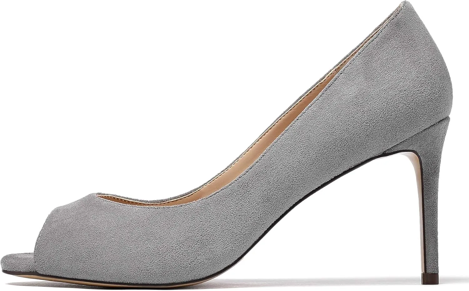 Eldof Women Peep Toe Pumps Mid-Heel Pumps Formal Wedding Bridal Classic Heel Open Toe Stiletto