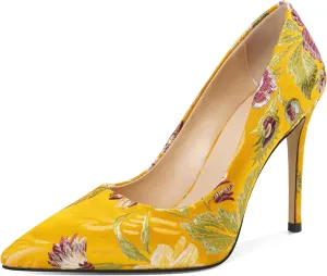 Eldof Women's Classic Dress Pumps Shoes, Sexy Pointed Toe 4" Stiletto High Heels, Office Formal Slip On Size 5-13