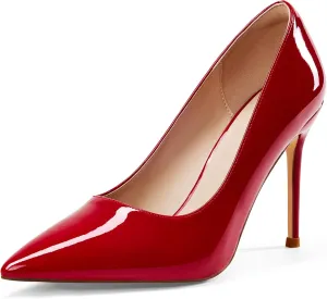 Elisabet Tang Women's High Heels Pumps Closed Pointed Toe Stiletto 4inch Heels Classic Office Special Dressy Wedding Pump Shoes