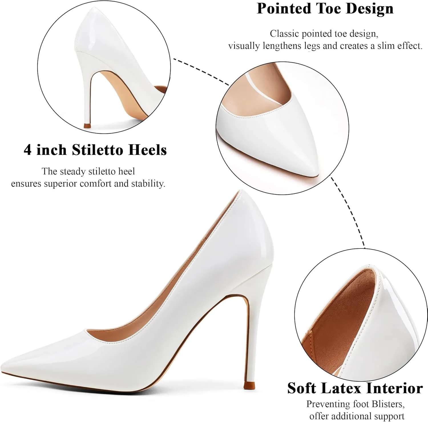 Elisabet Tang Women's High Heels Pumps Closed Pointed Toe Stiletto 4inch Heels Classic Office Special Dressy Wedding Pump Shoes