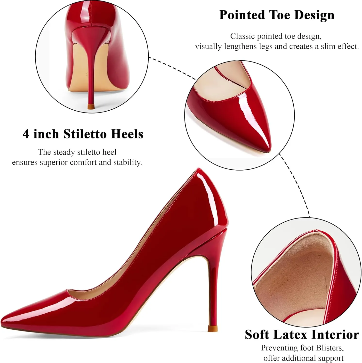 Elisabet Tang Women's High Heels Pumps Closed Pointed Toe Stiletto 4inch Heels Classic Office Special Dressy Wedding Pump Shoes