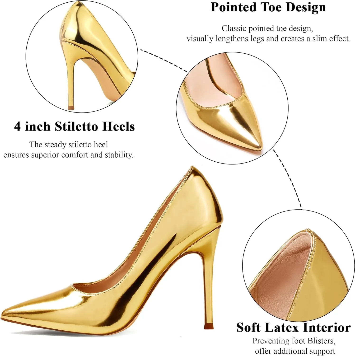 Elisabet Tang Women's High Heels Pumps Closed Pointed Toe Stiletto 4inch Heels Classic Office Special Dressy Wedding Pump Shoes
