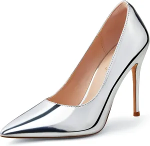 Elisabet Tang Women's High Heels Pumps Closed Pointed Toe Stiletto 4inch Heels Classic Office Special Dressy Wedding Pump Shoes