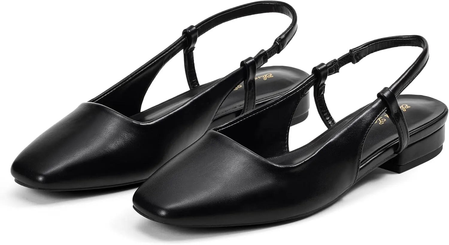 Elisabet Tang Women's Slingback Flats Closed Square Toe 1 Inch Slip-on Work Party Wedding Prom Casual Dressy Comfortable Flats