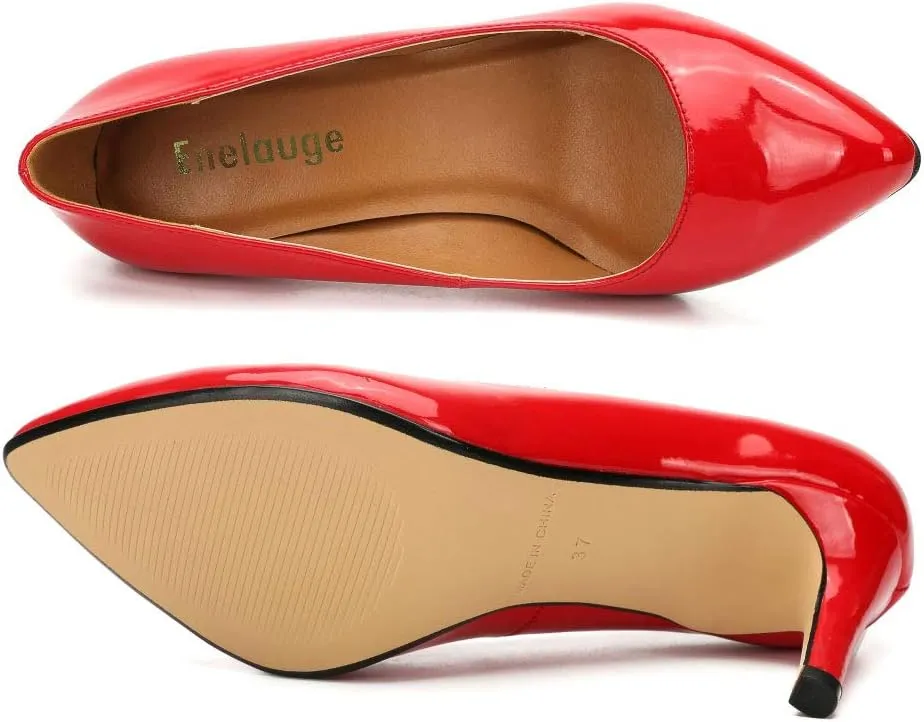 Enelauge Women's Men's Classic Stiletto Pointy Toe High Heel Wedding Dress Pumps