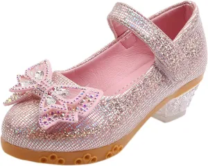 EnJoCho Toddler Girls Ballet Flats Shoes Pearl Crystal Bling Bowknot Wedding Party Princess Dress Kids Sandals (Pink-02#D, 6.5-7Years)