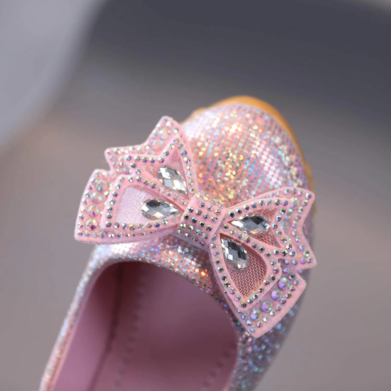 EnJoCho Toddler Girls Ballet Flats Shoes Pearl Crystal Bling Bowknot Wedding Party Princess Dress Kids Sandals (Pink-02#D, 6.5-7Years)