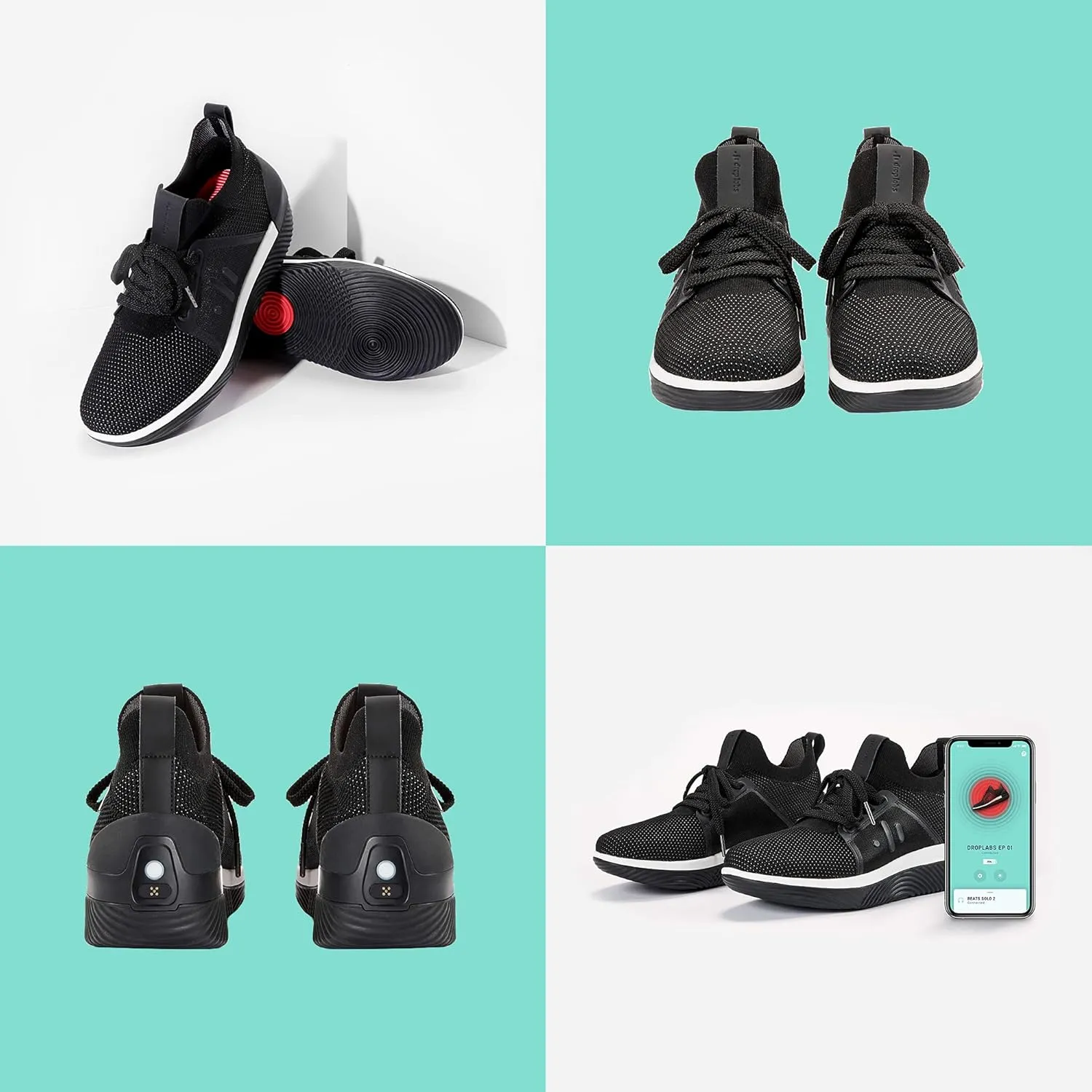 EP 01 Haptic Sneaker, Mens Size 10, Gaming, Music, Movies, VR, Bluetooth Compatible, 360 Haptic Feedback, 6-Hour Battery Life, Magnetic Charge Connector, Black & White (M-EP1-US-B-10)