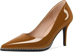 Esvowido Women's High Heels Pumps Closed Pointed Toe Stiletto Heels Comfortable Slip on Stiletto Pumps 3.5 Inch High Heels for Ladies Wedding Work Office