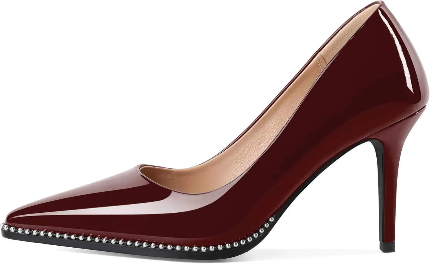 Esvowido Women's High Heels Pumps Closed Pointed Toe Stiletto Heels Comfortable Slip on Stiletto Pumps 3.5 Inch High Heels for Ladies Wedding Work Office