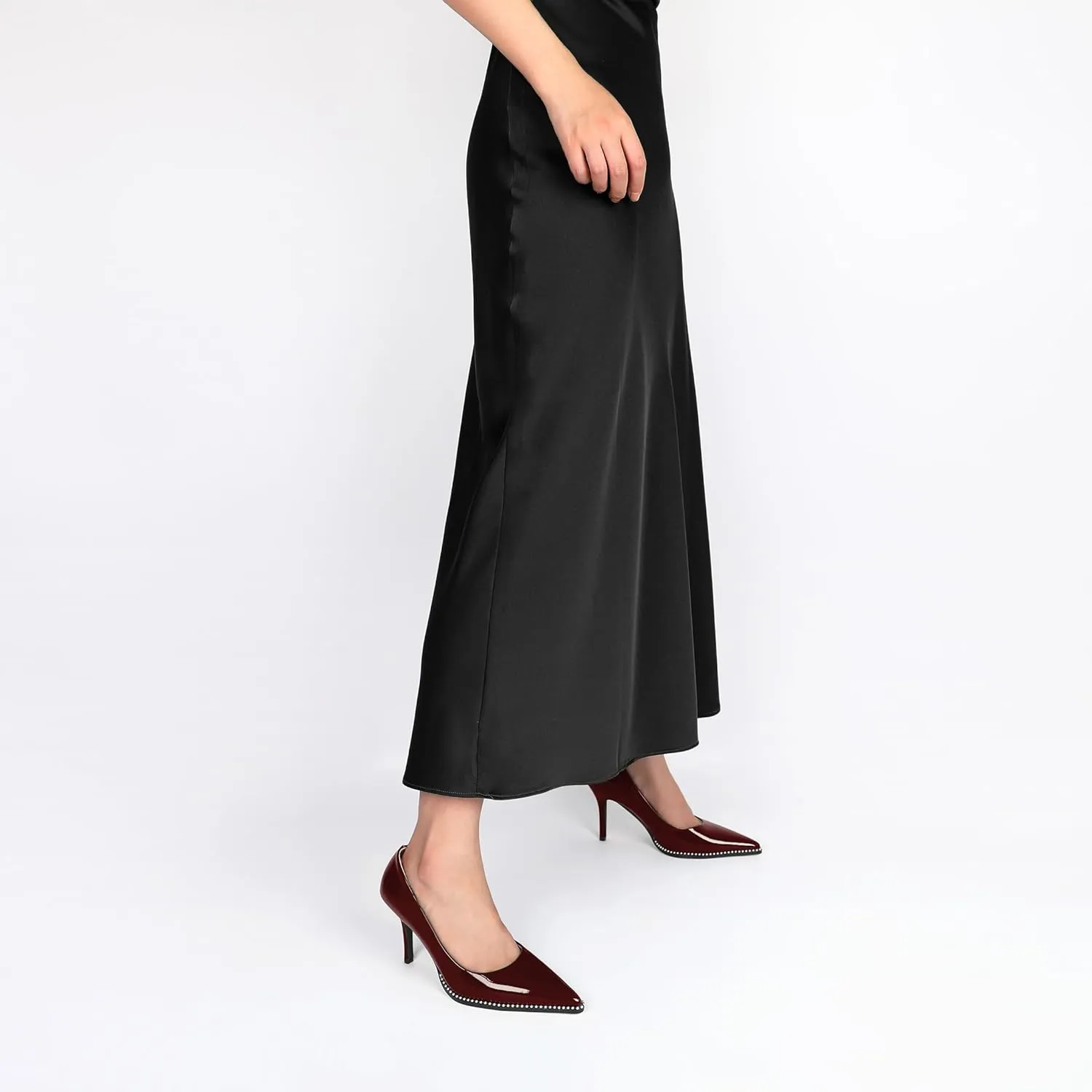 Esvowido Women's High Heels Pumps Closed Pointed Toe Stiletto Heels Comfortable Slip on Stiletto Pumps 3.5 Inch High Heels for Ladies Wedding Work Office