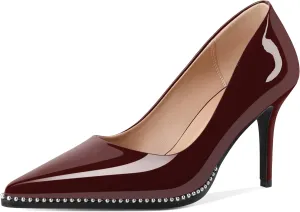 Esvowido Women's High Heels Pumps Closed Pointed Toe Stiletto Heels Comfortable Slip on Stiletto Pumps 3.5 Inch High Heels for Ladies Wedding Work Office