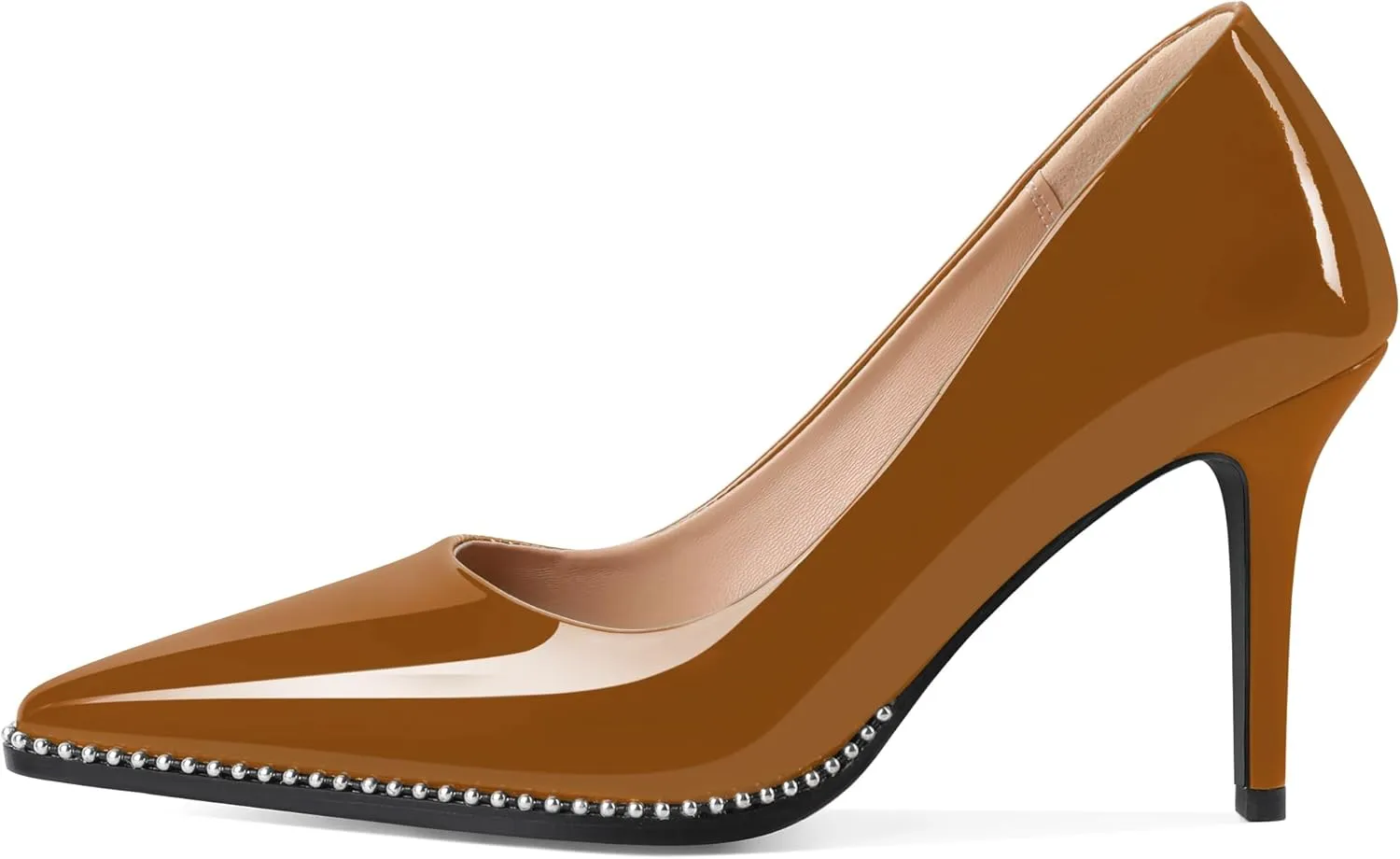 Esvowido Women's High Heels Pumps Closed Pointed Toe Stiletto Heels Comfortable Slip on Stiletto Pumps 3.5 Inch High Heels for Ladies Wedding Work Office