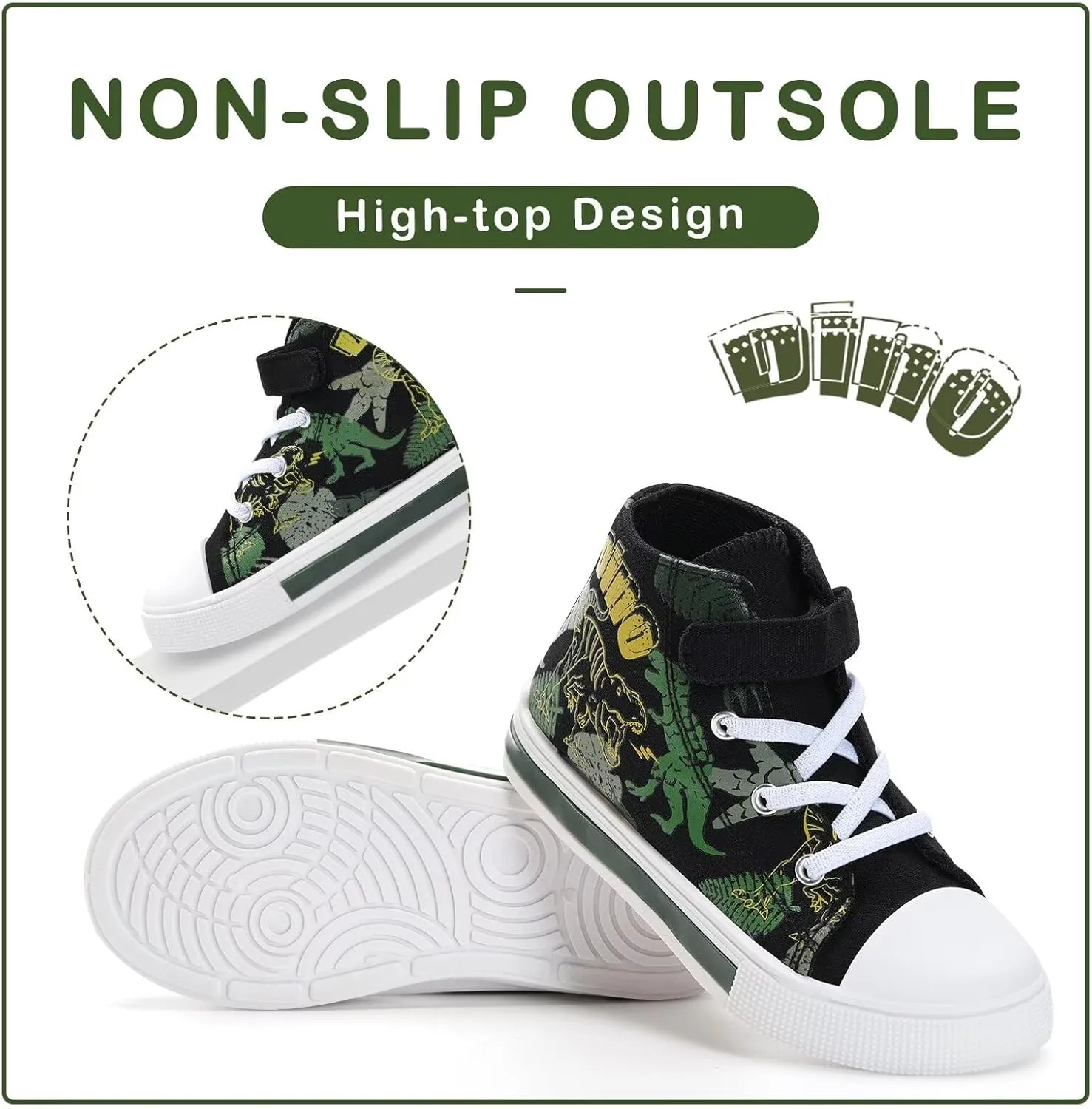 EUXTERPA Kids Toddler Sneakers Light Up Flashing Shoes Girls Boys Easy Fasten High Top Walking Canvas Sneaker