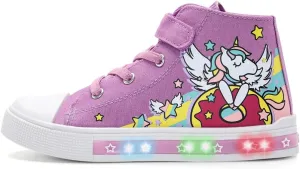 EUXTERPA Kids Toddler Sneakers Light Up Flashing Shoes Girls Boys Easy Fasten High Top Walking Canvas Sneaker