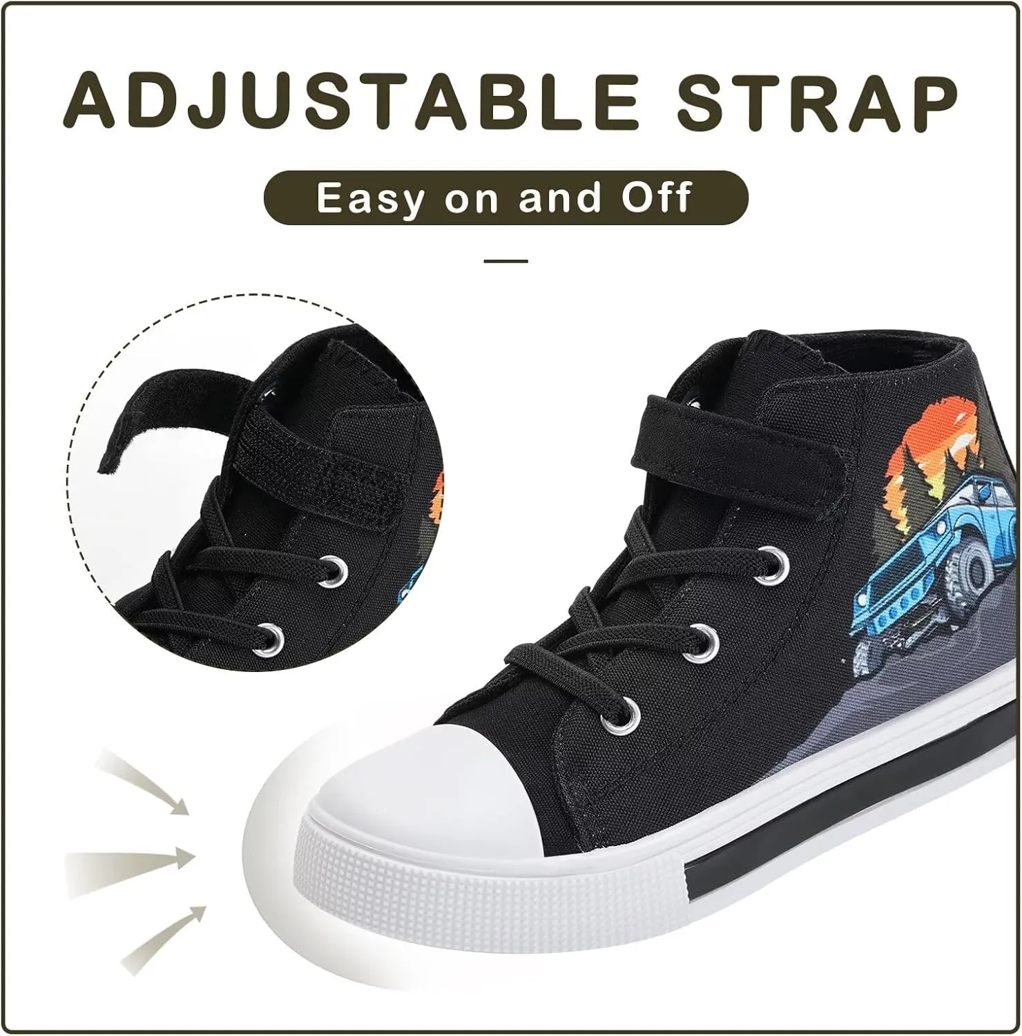EUXTERPA Kids Toddler Sneakers Light Up Flashing Shoes Girls Boys Easy Fasten High Top Walking Canvas Sneaker