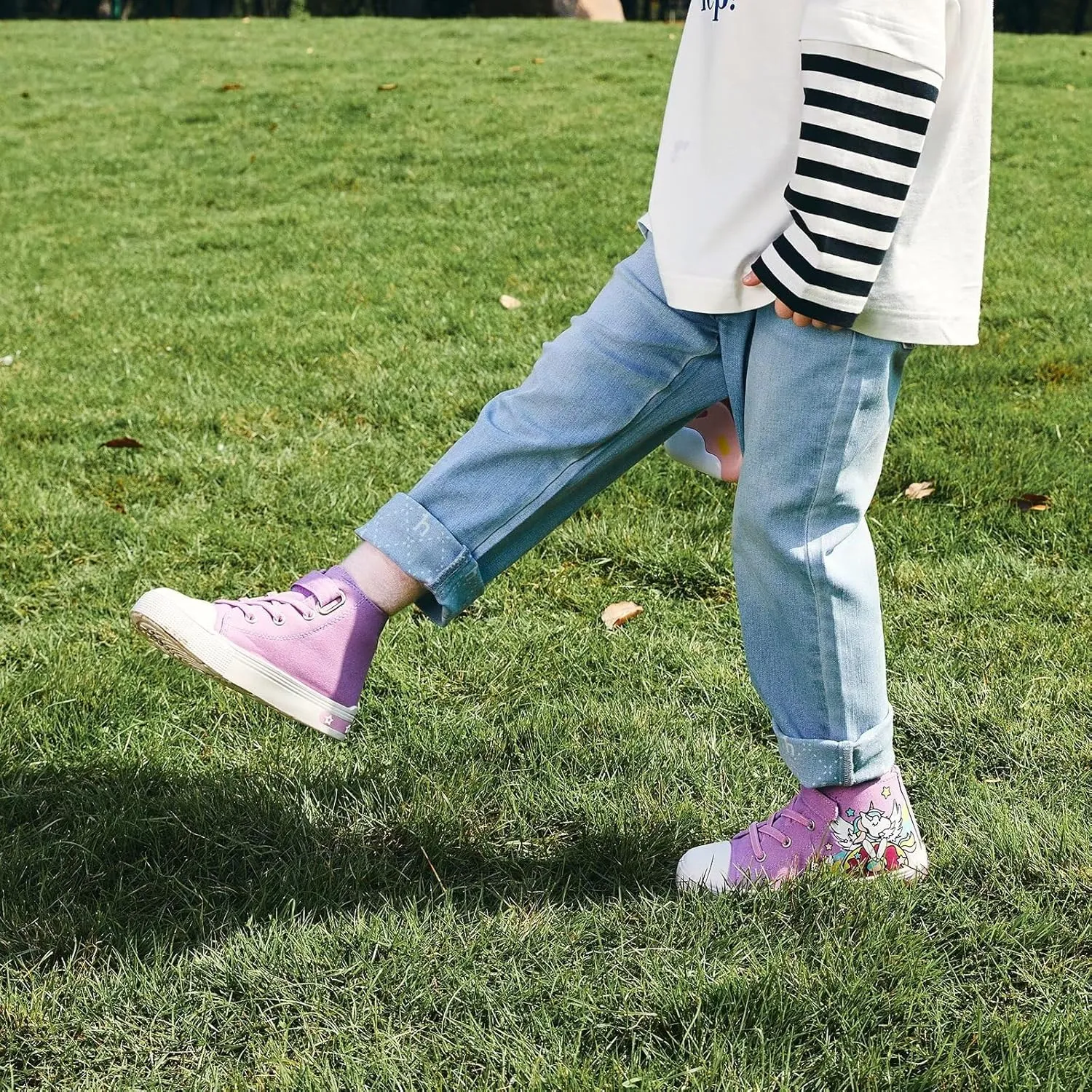 EUXTERPA Kids Toddler Sneakers Light Up Flashing Shoes Girls Boys Easy Fasten High Top Walking Canvas Sneaker