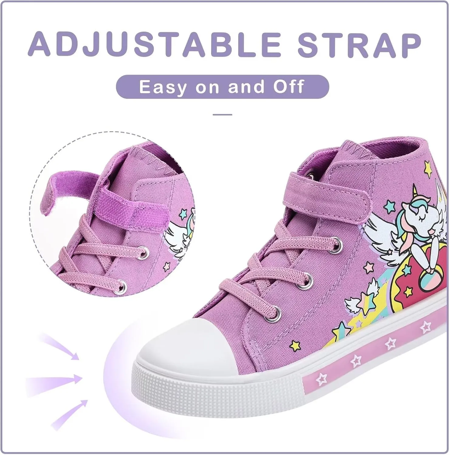 EUXTERPA Kids Toddler Sneakers Light Up Flashing Shoes Girls Boys Easy Fasten High Top Walking Canvas Sneaker