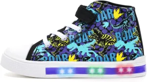 EUXTERPA Kids Toddler Sneakers Light Up Flashing Shoes Girls Boys Easy Fasten High Top Walking Canvas Sneaker