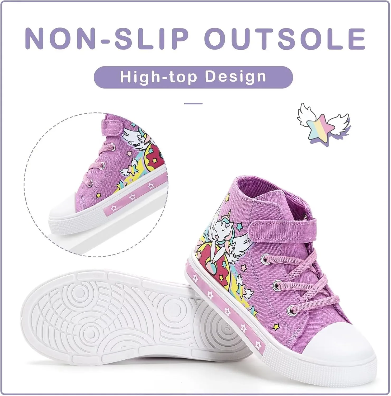 EUXTERPA Kids Toddler Sneakers Light Up Flashing Shoes Girls Boys Easy Fasten High Top Walking Canvas Sneaker