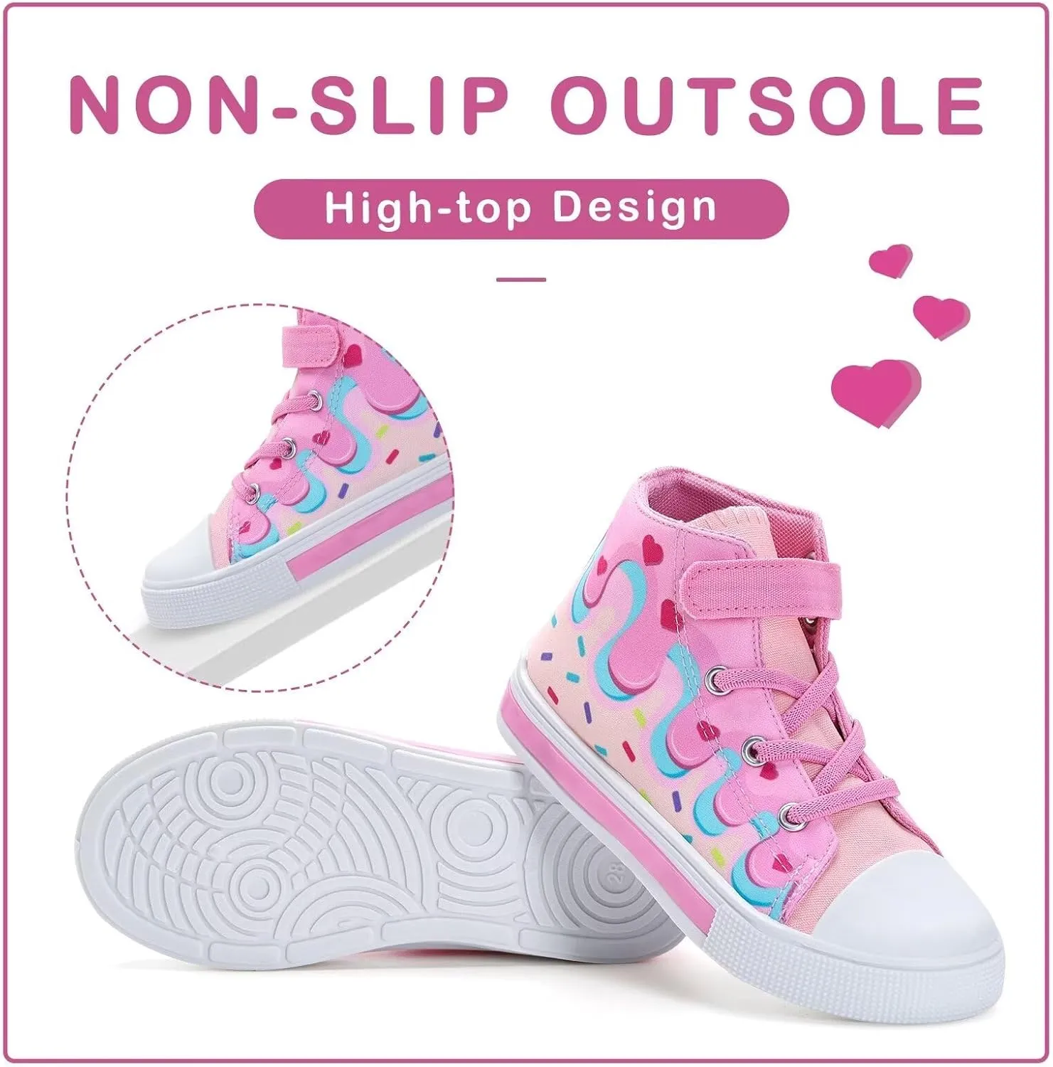 EUXTERPA Kids Toddler Sneakers Light Up Flashing Shoes Girls Boys Easy Fasten High Top Walking Canvas Sneaker