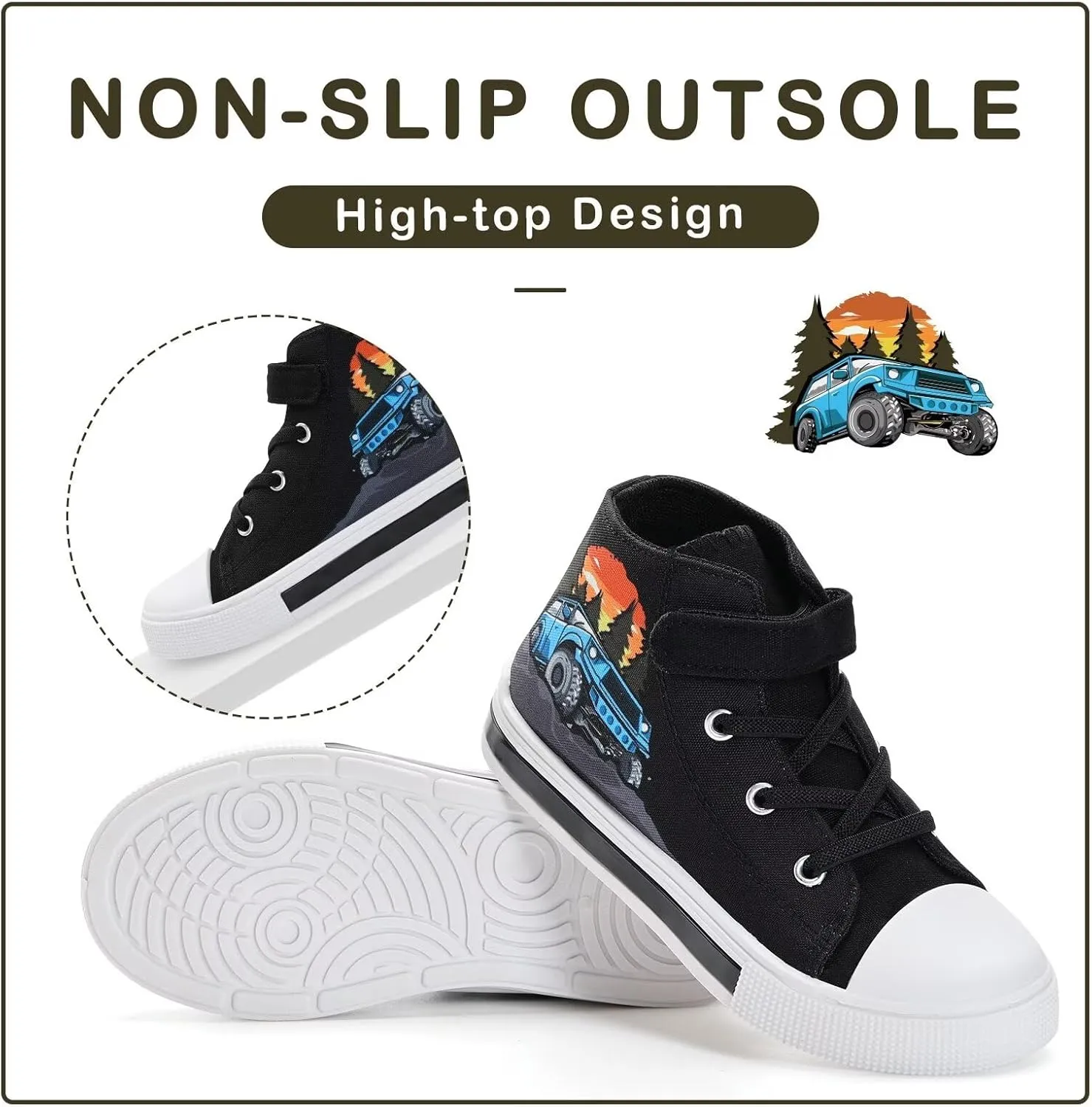 EUXTERPA Kids Toddler Sneakers Light Up Flashing Shoes Girls Boys Easy Fasten High Top Walking Canvas Sneaker