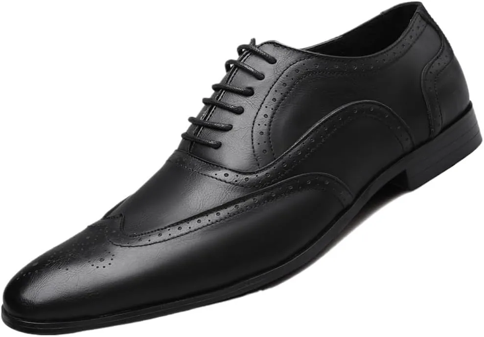 Fashionable Print Breathable Leather Shoes British Style Lace-up Brogue Oxford Men's Wedding Party Tuxedo Dress Shoes