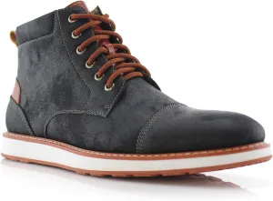Ferro Aldo Birt MFA506027 Mens Memory Foam Casual Mid-Top Sneaker Desert Vegan Leather Chukka Boots