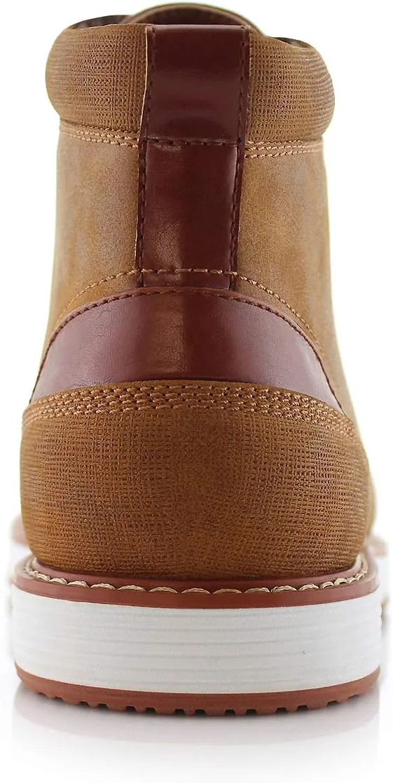 Ferro Aldo Birt MFA506027 Mens Memory Foam Casual Mid-Top Sneaker Desert Vegan Leather Chukka Boots