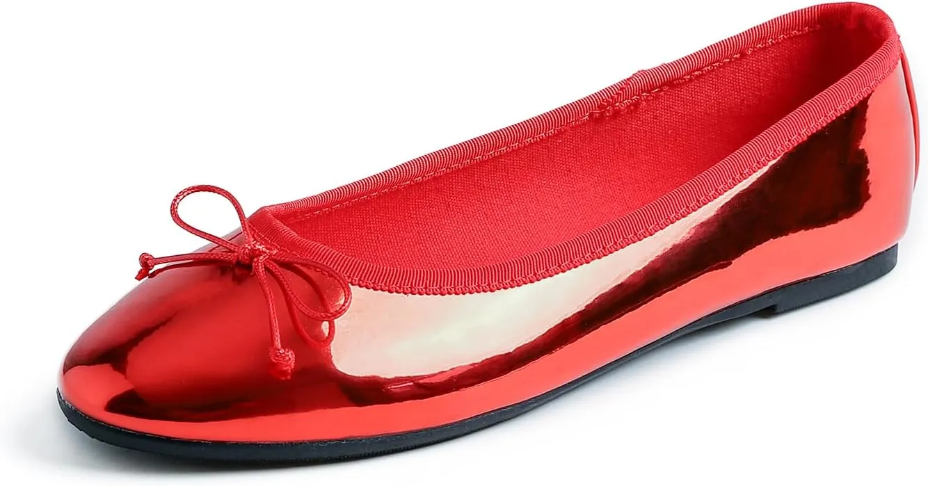 FEVERSOLE Women's Bling Soft Cushioned Comfort Flats Sparkle Party Ballets